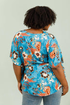 Tops med batwing-ärmar i tryckt viskos i stor storlek