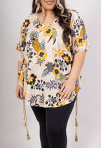 Plus Size Tops med Bat Handle-Soded i Mönstrad Viskos