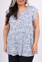 Plus Size Topp med Fluffiga Mönster för Sommar