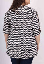 Plus Size Top med Öppen Ärmar och Rippad Kryssdesign
