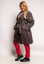 Plus Size Trench Coat med Metalliska Stripes