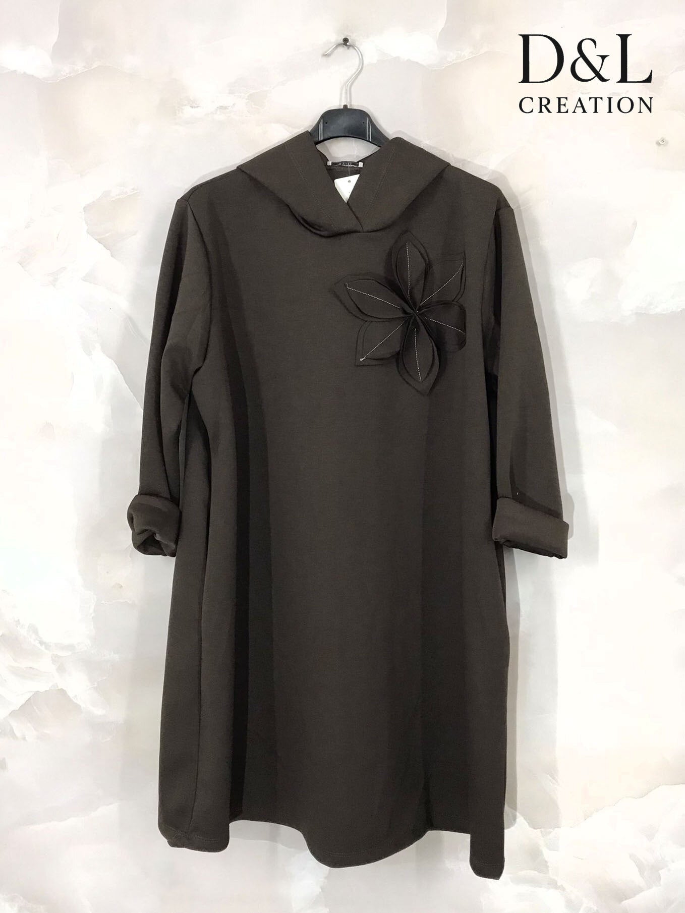 Mjuk hooded tunika med blommönster, storlekar 38 till 50 i Plus Size