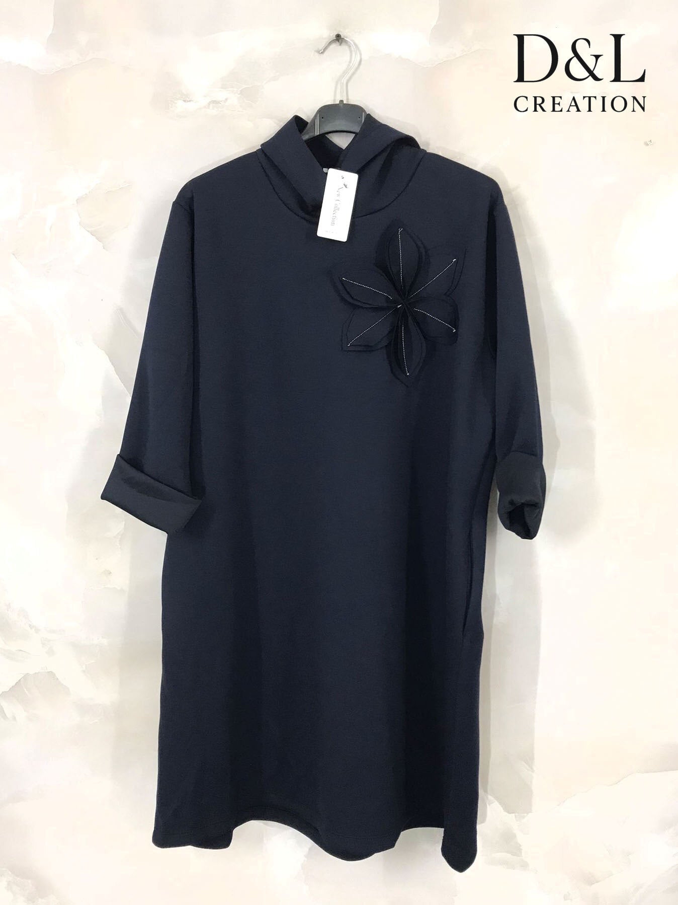 Mjuk hooded tunika med blommönster, storlekar 38 till 50 i Plus Size