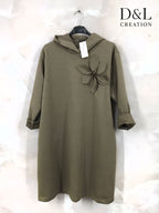 Soft hooded tunic with floral design