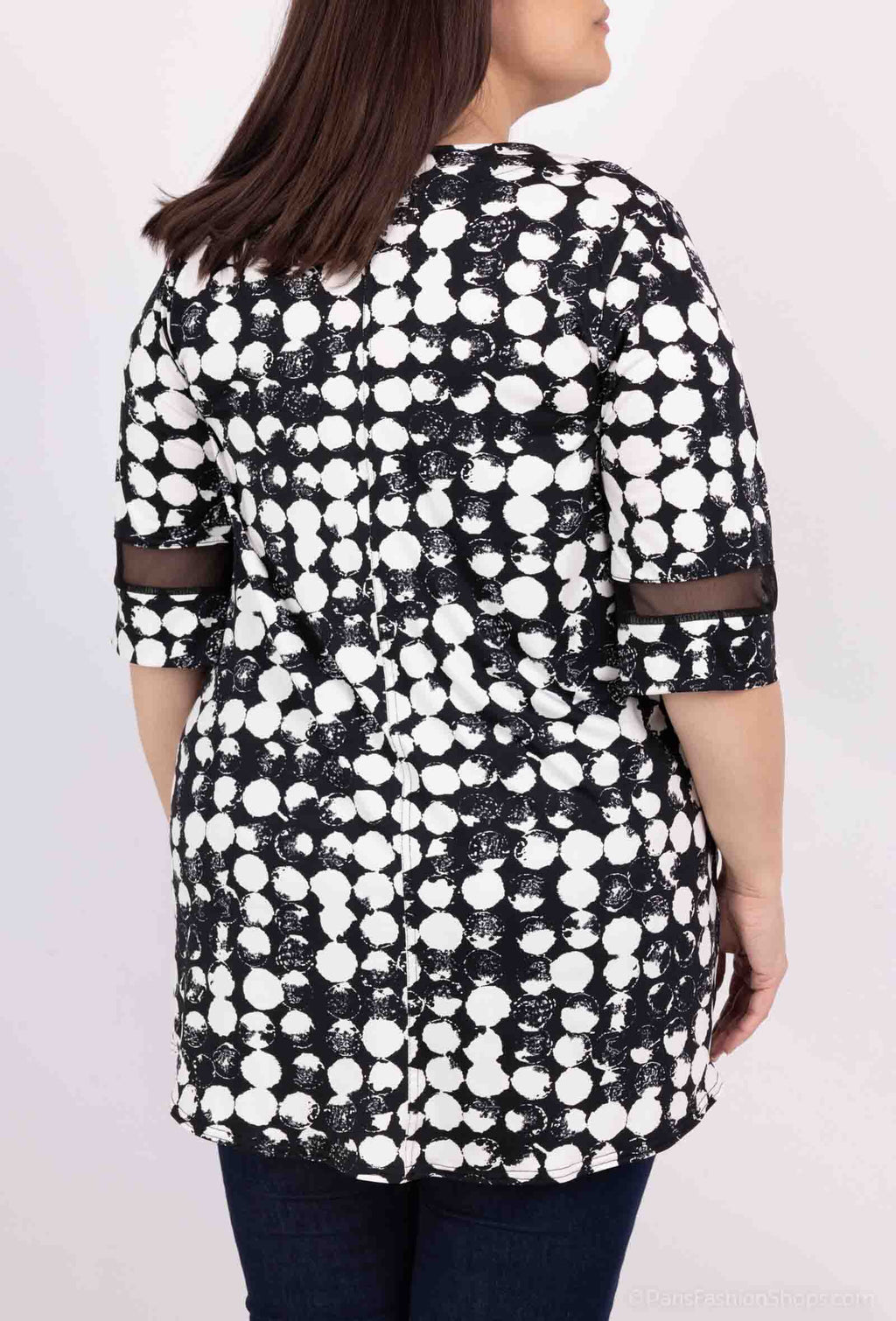Plus Size Tunika med korsad krage och tyll