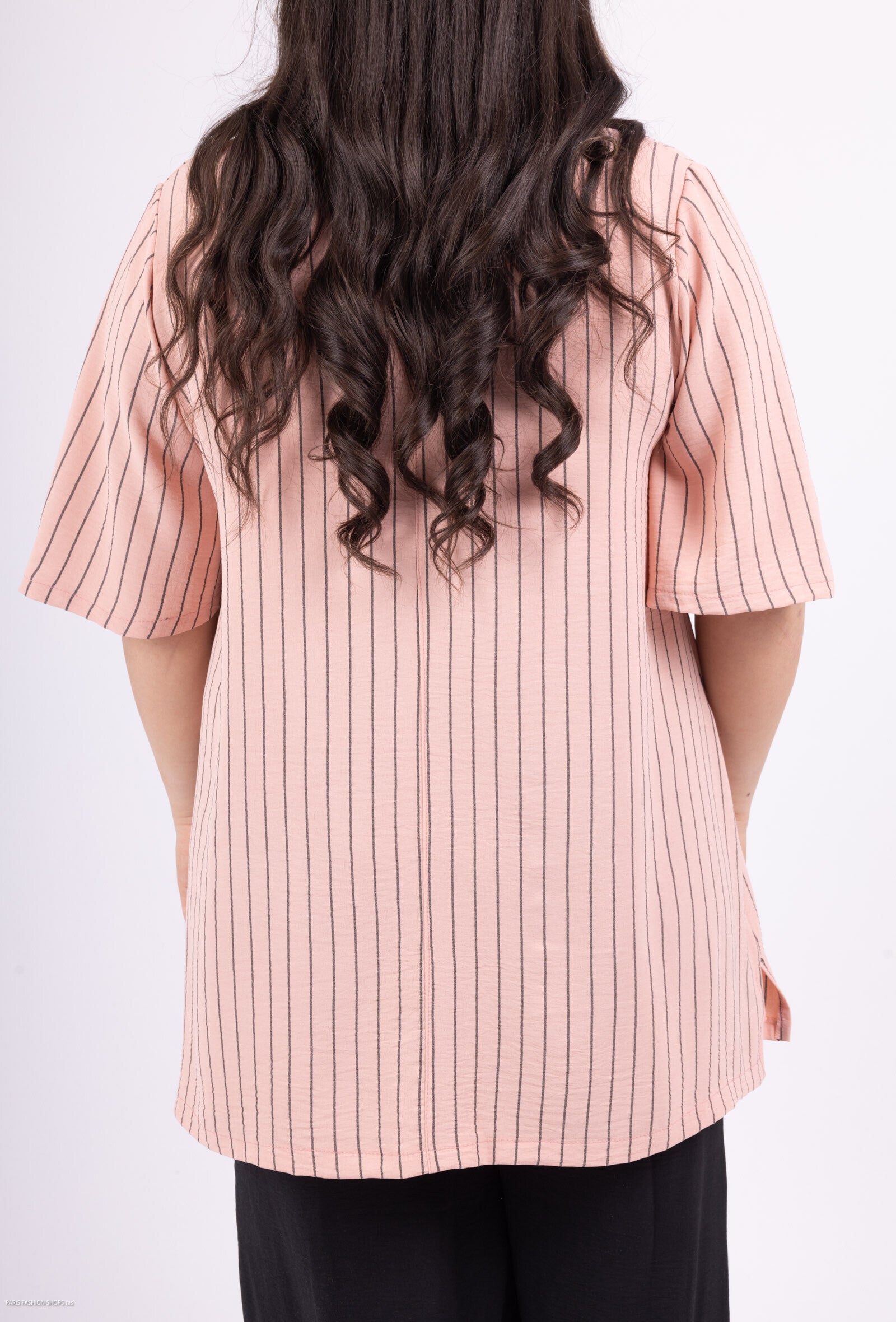 Plus Size V-ringad tunika med randig fluid knut