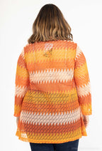 Plus Size Färgad Block Lace Tunika med Dragkedja