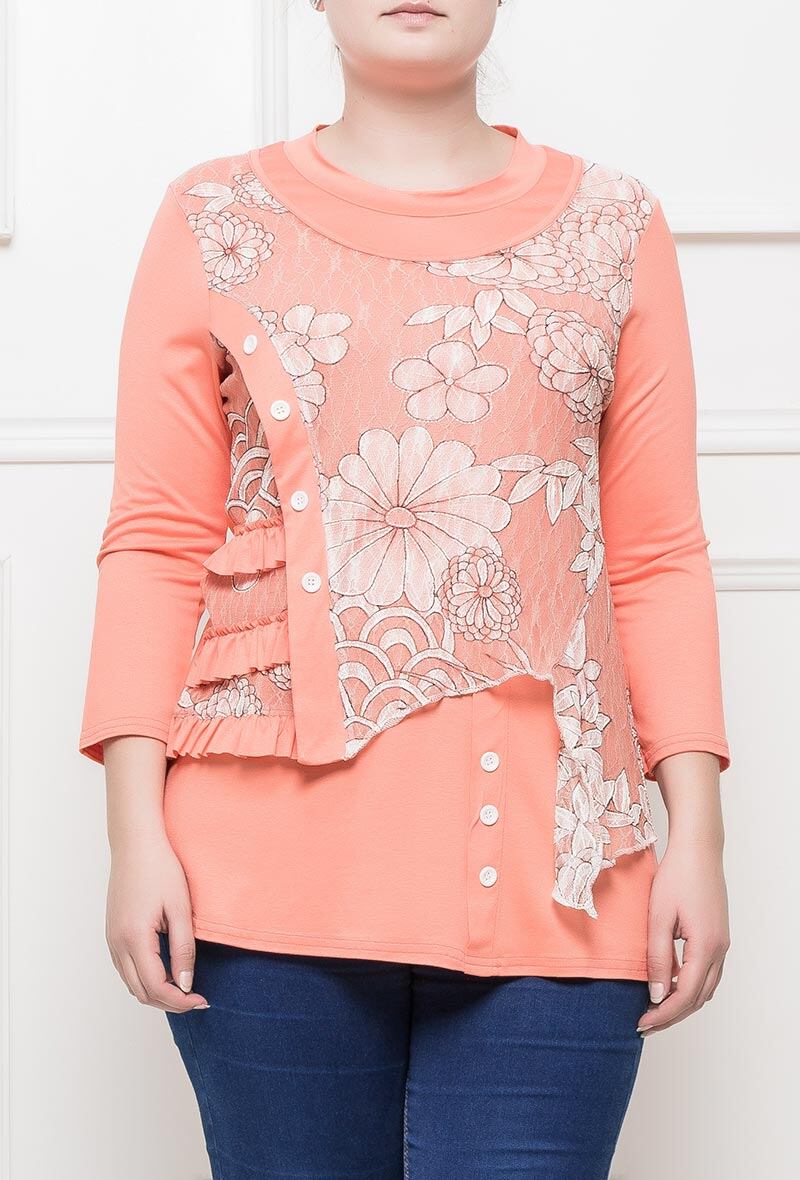 Plus Size Blommig Tunika