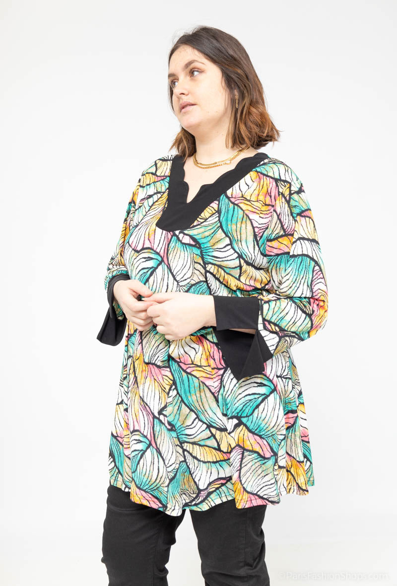 Plus Size V-Neck Printed Tunic