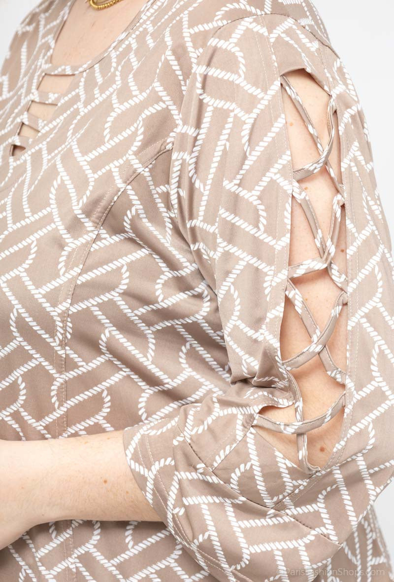 Grafisk tryckt tunika (utan byxor) i Stor Storlek