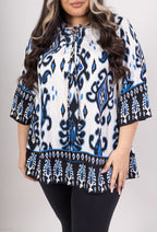 Plus Size 3/4 Flared Sleeve Knot Tunic