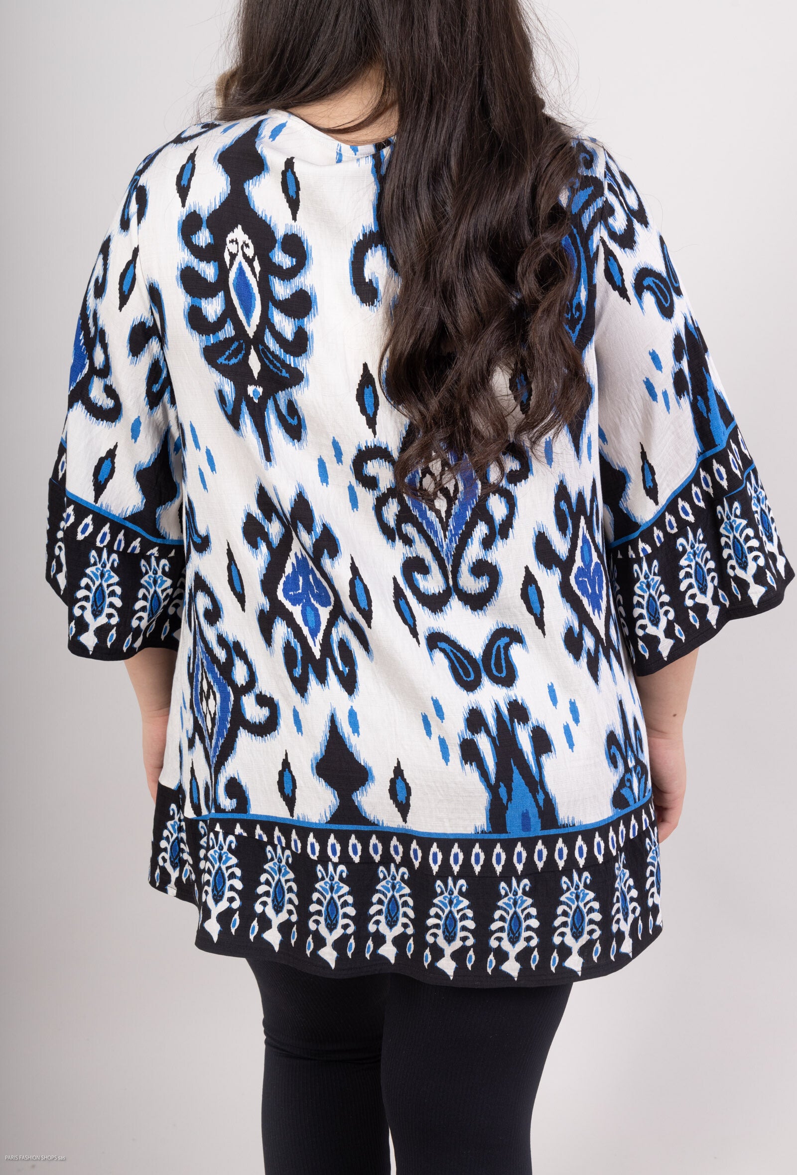 Plus Size 3/4 Flared Sleeve Knot Tunic