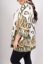 Plus Size 3/4 Flared Sleeve Knot Tunic