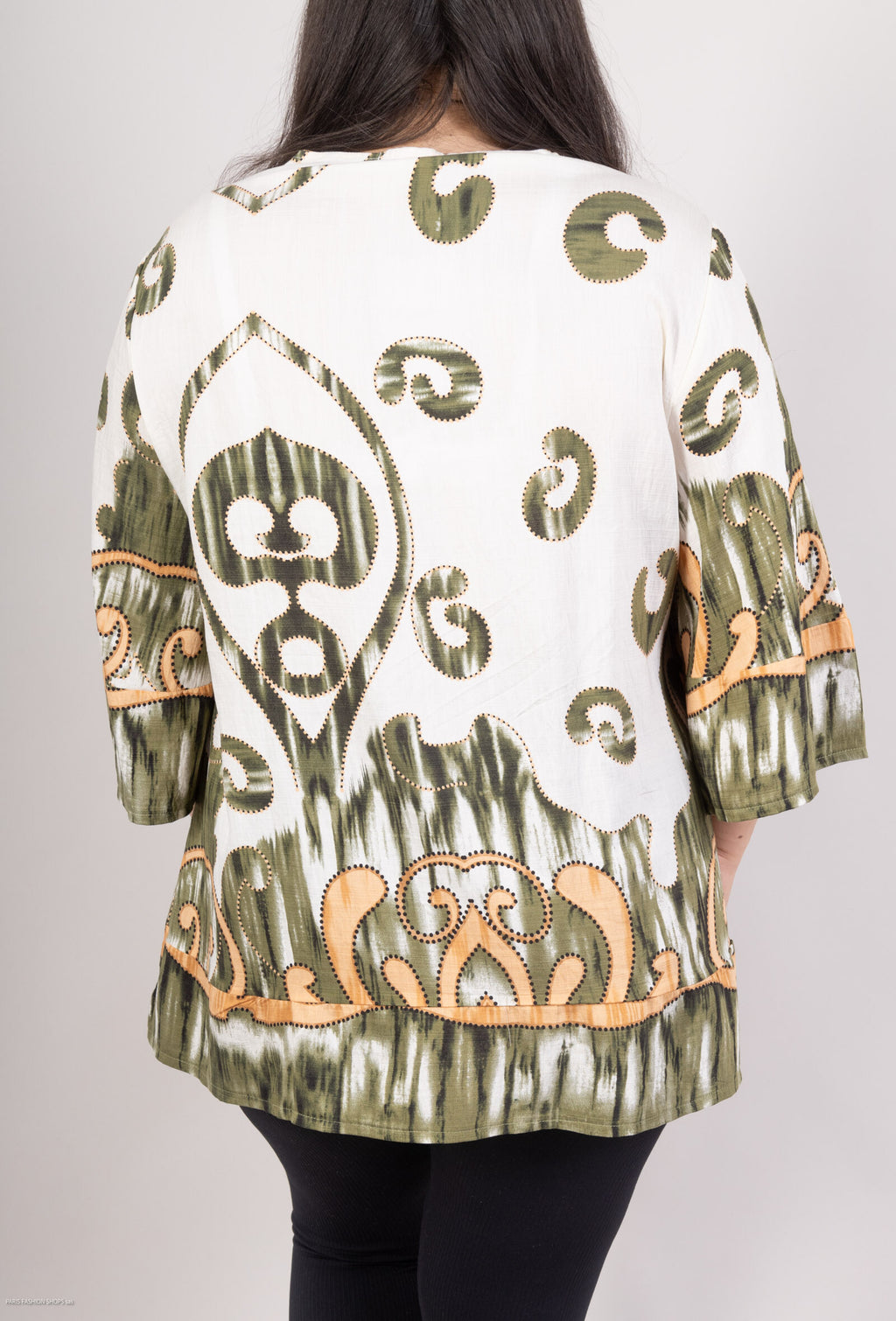 Plus Size 3/4 Flared Sleeve Knot Tunic