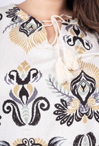 Plus Size 3/4 Flared Sleeve Knot Tunic