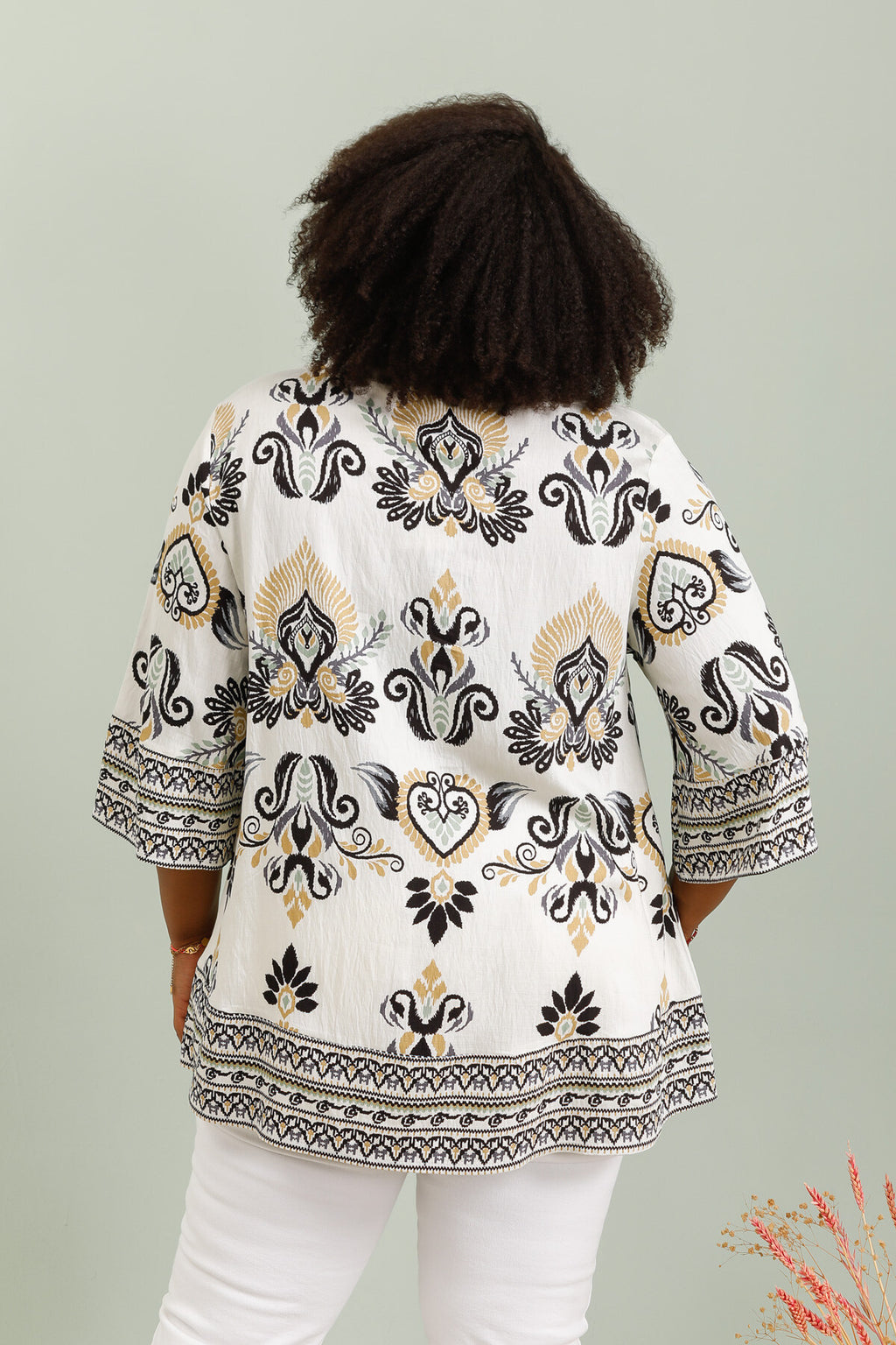 3/4 Flared Sleeve Knot Tunic i Stor Storlek