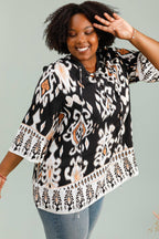 3/4 flared sleeve knot tunic i Stor Storlek