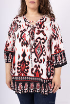 Plus Size 3/4 flared sleeve knot tunic