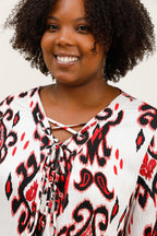 3/4 flared sleeve knot tunic i Stor Storlek