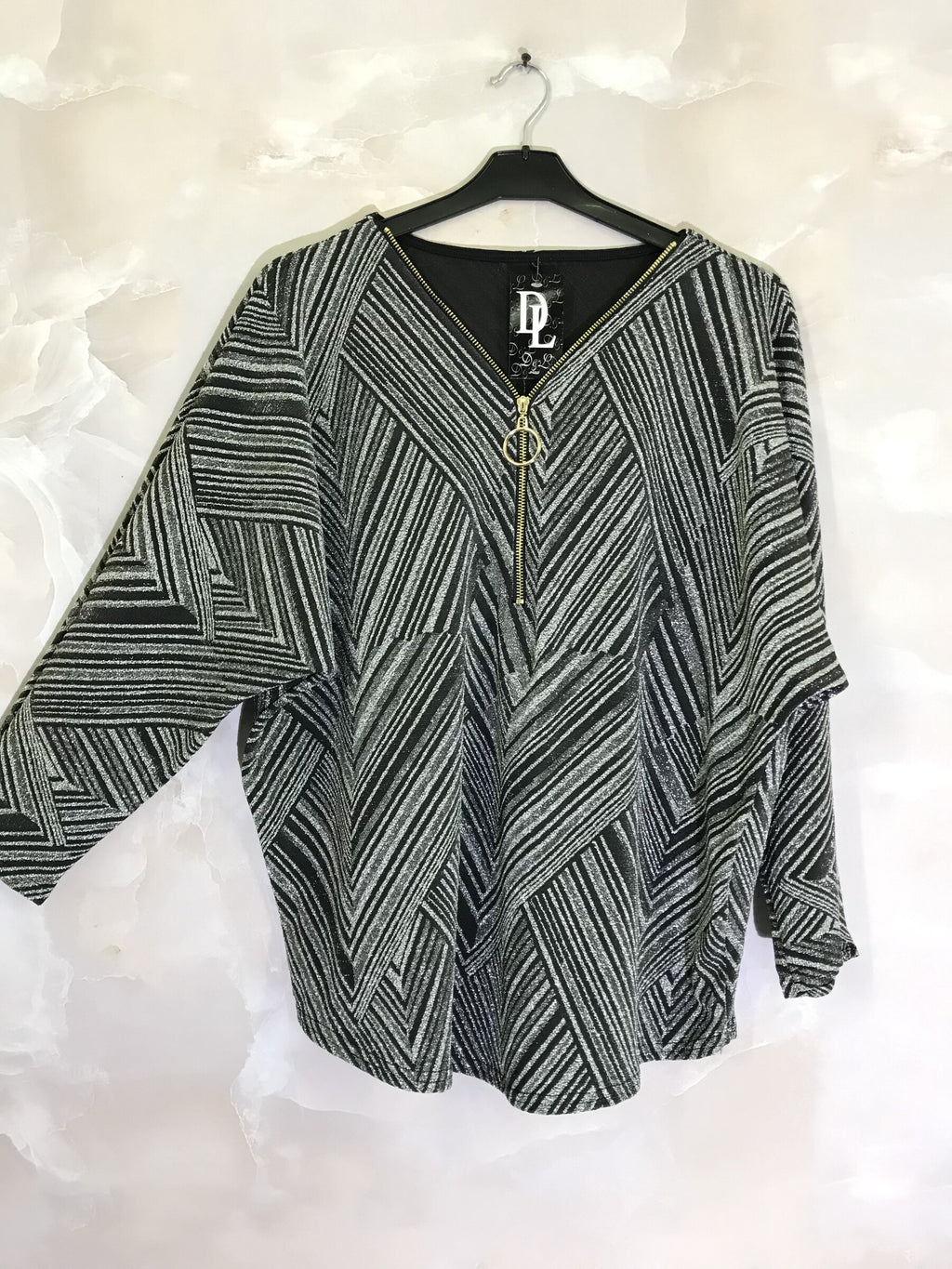 Plus Size Paljetter Tunika med V-ringad Dragkedja