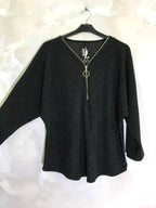 Plus Size Sequined tunic with V-neck zipper