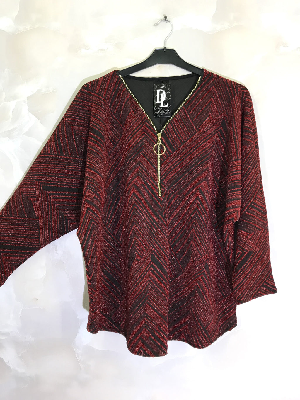 Plus Size Paljetter Tunika med V-ringad Dragkedja