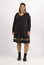 Plus Size Sequined V-neck tunic with tulle