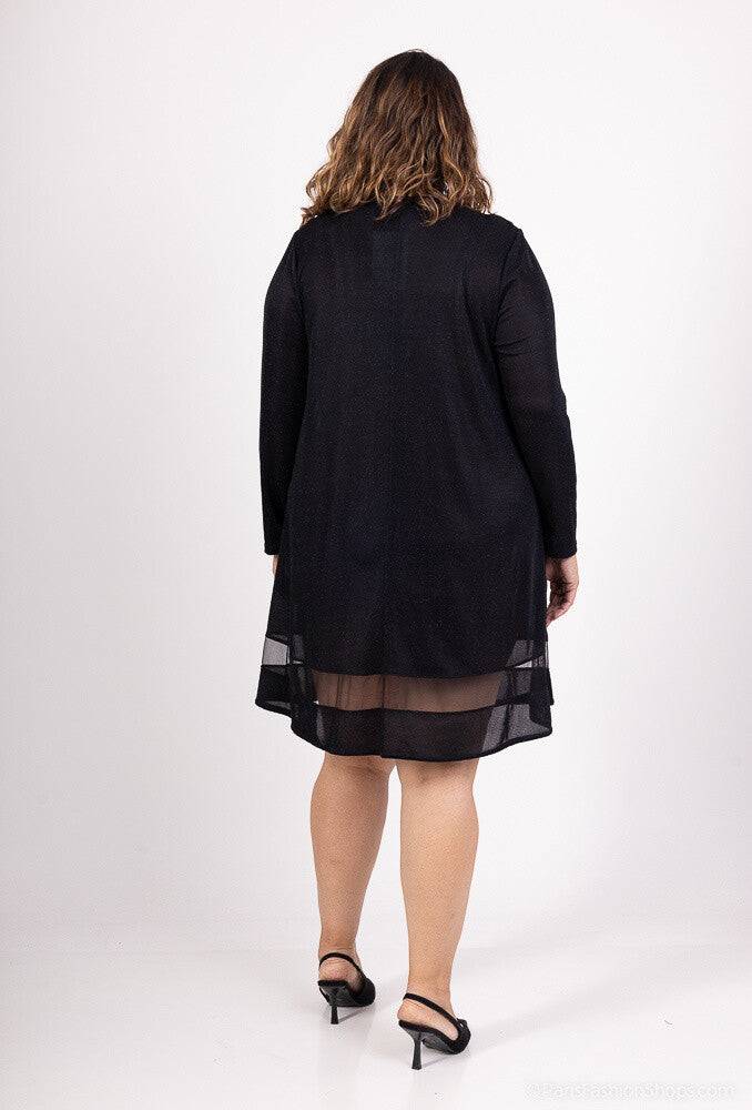 Plus Size Sequined V-neck Tunic with Tulle