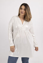 Plus Size V-neck Sequin Tunic
