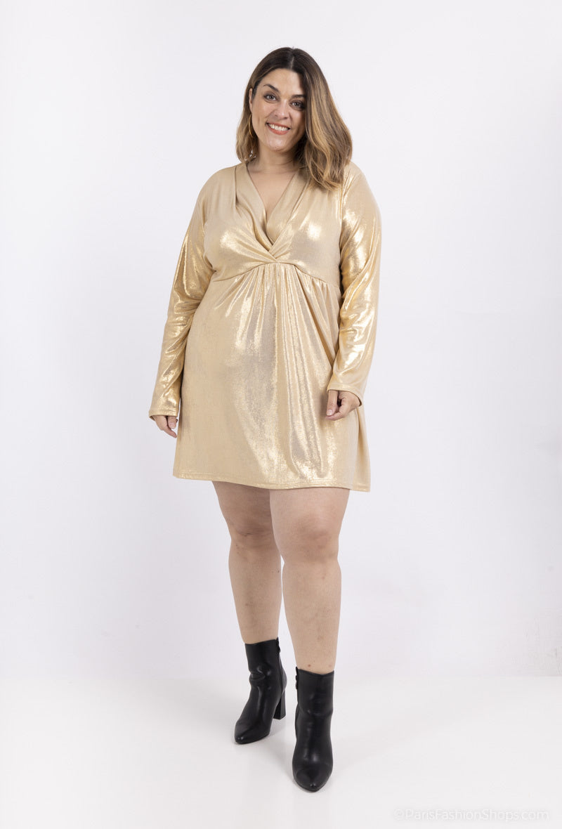 Plus Size V-neck Sequin Tunic