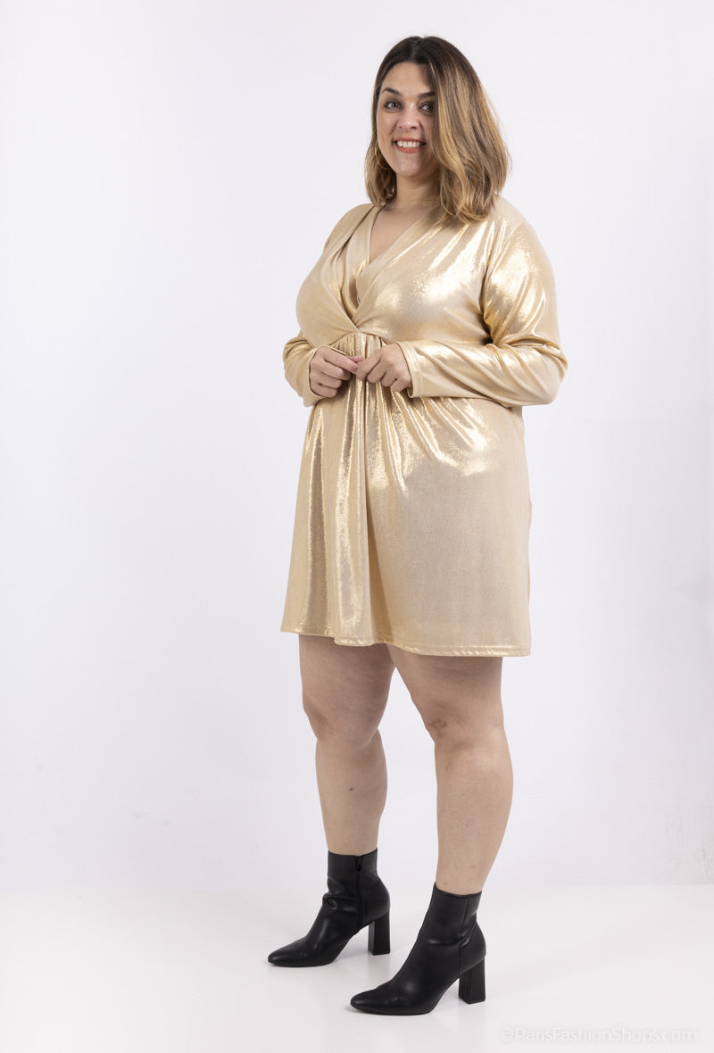 Plus Size V-neck Sequin Tunic