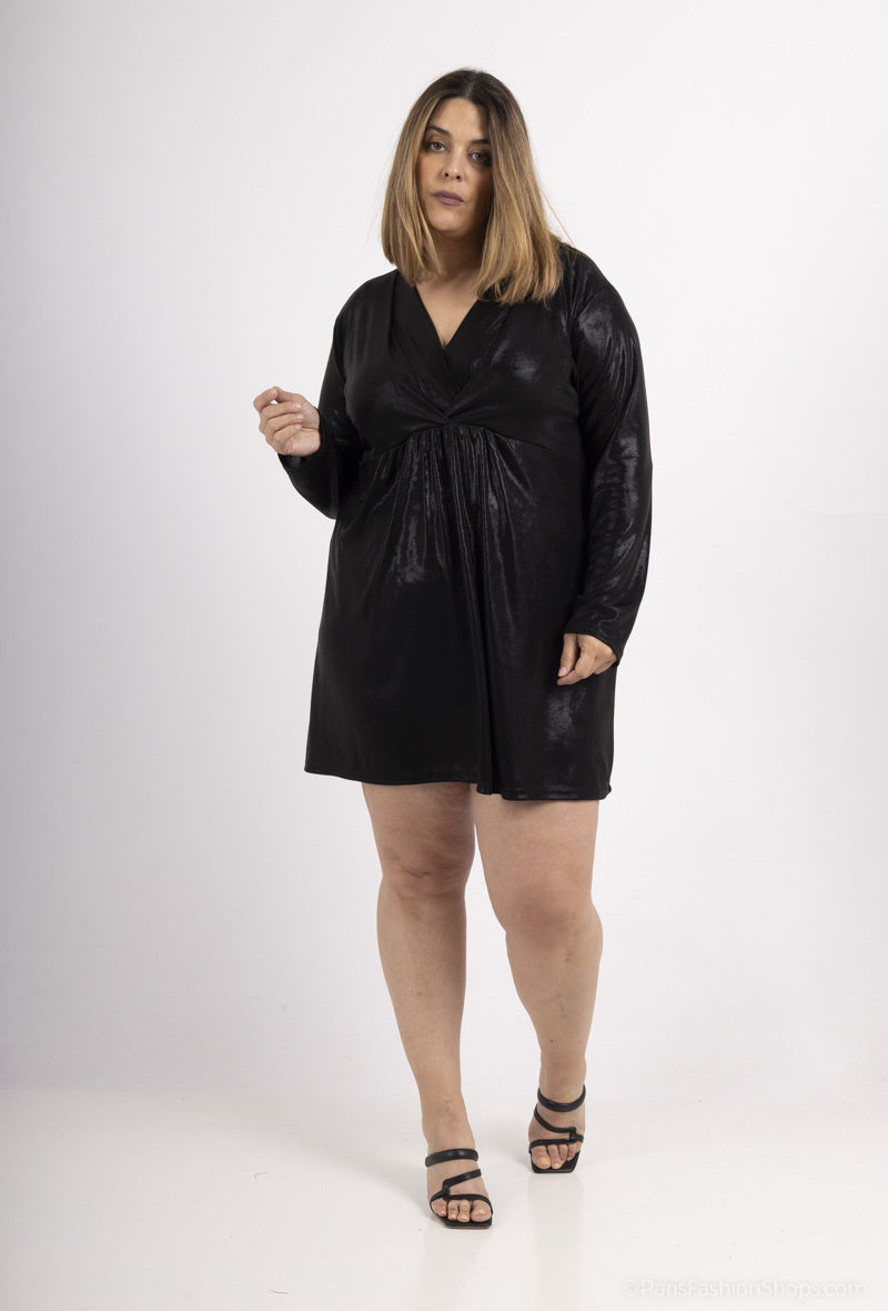 Plus Size V-neck Sequin Tunic