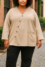 Tunic with button crossover i Plus Size