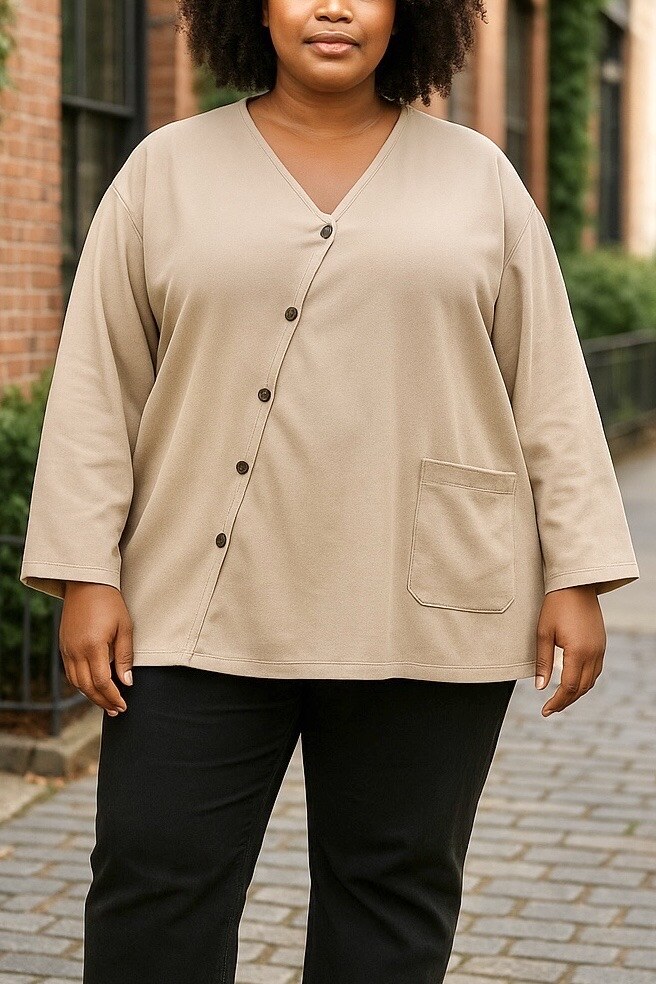 Tunic with button crossover i Plus Size