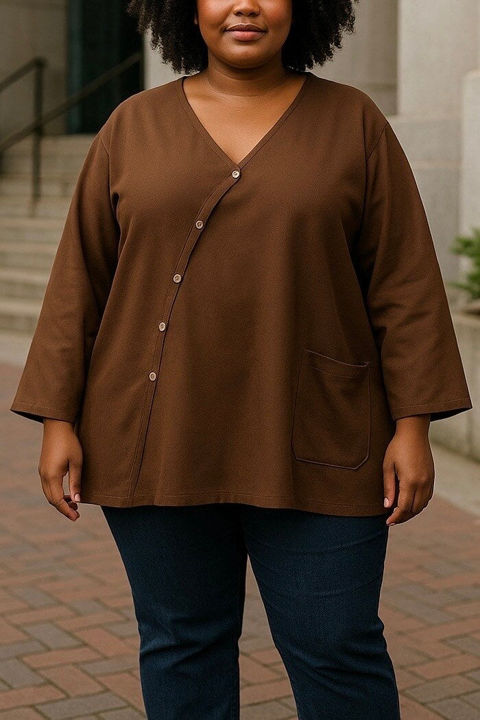 Tunic with button crossover i Plus Size