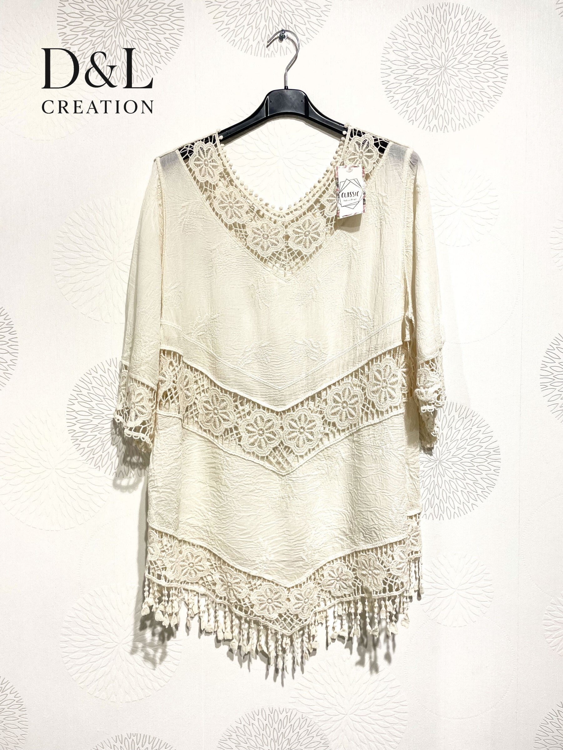 Plus Size Tunic with lace and fringes T38 at T48