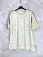 Plus Size Bi-material tunic with openwork pattern with T38 to T50 sleeve strip