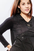 Plus Size Bi-material Glänsande Tunika