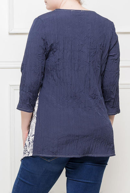 Plus Size Bi-material Tunic