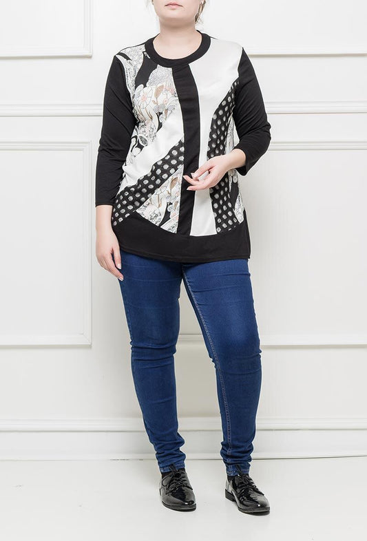 Plus Size Bi-material Tunic