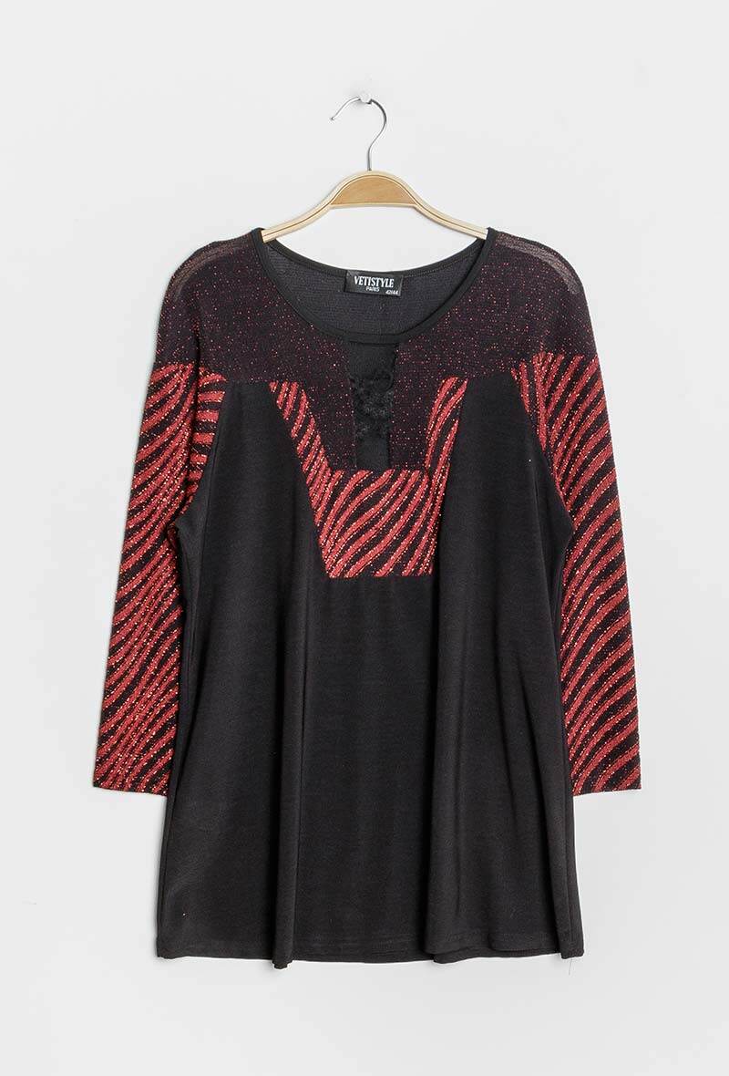 Plus Size Shiny Tunic för Stora Storlekar