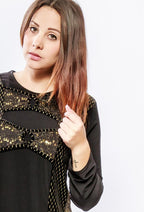 Plus Size Shiny Tunic med Sammet och Paljetter