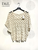 Plus Size T38 short -sleeved embroidery tunic to T50