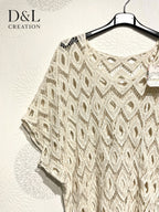 Plus Size T38 kortärmad broderad tunika