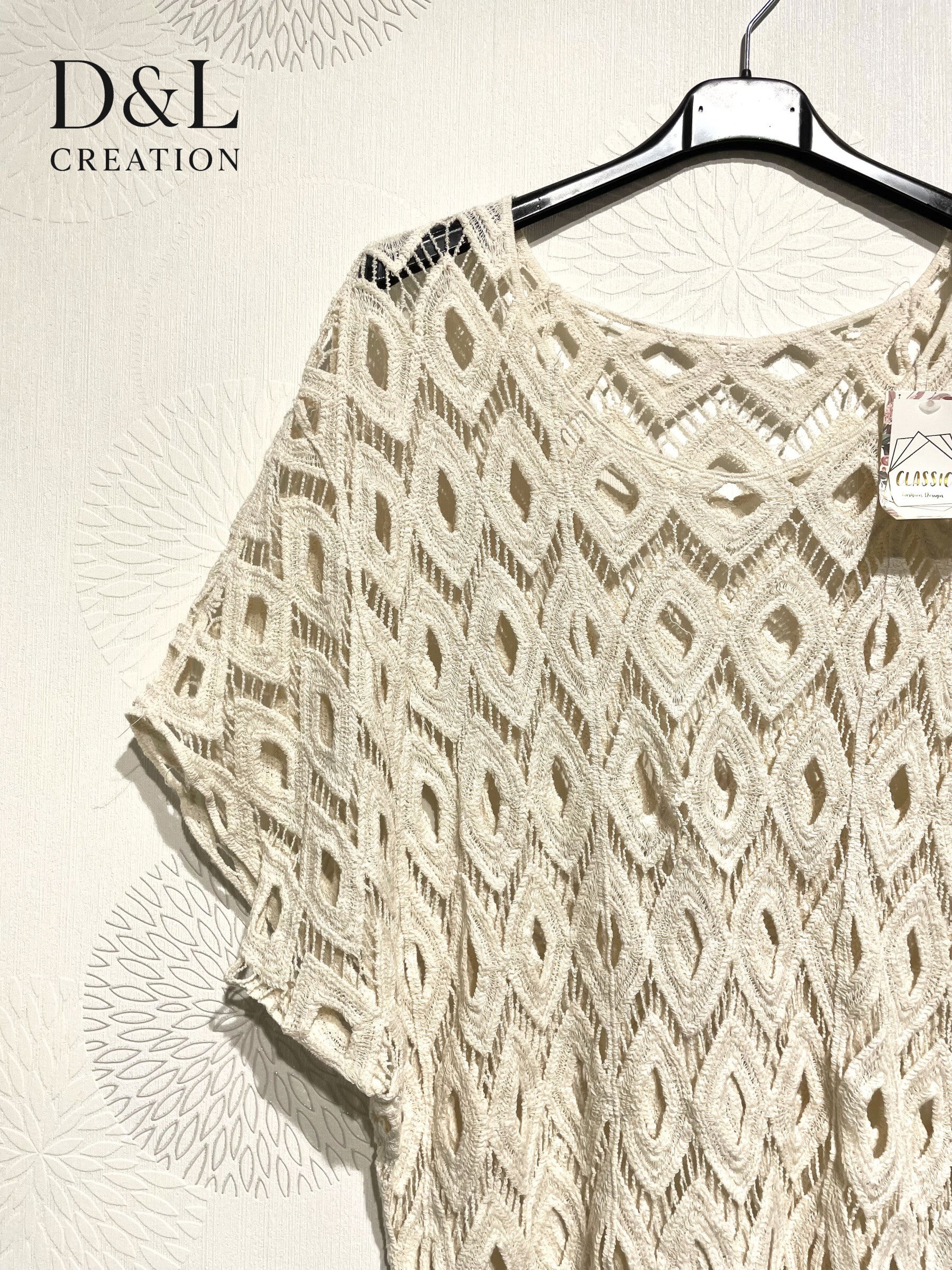 Plus Size T38 kortärmad broderad tunika