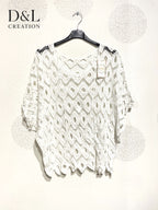 Plus Size T38 kortärmad broderad tunika
