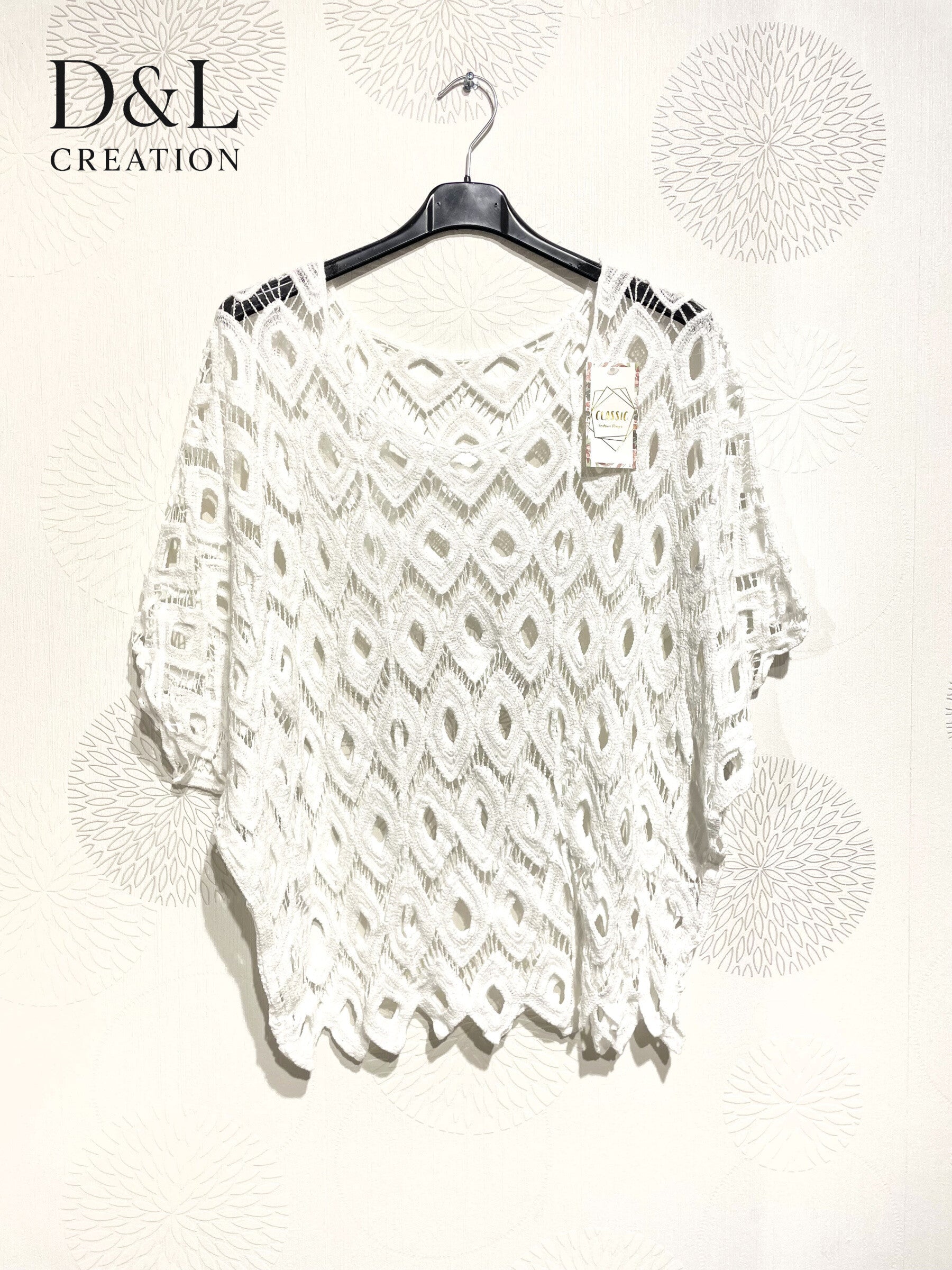 Plus Size T38 kortärmad broderad tunika