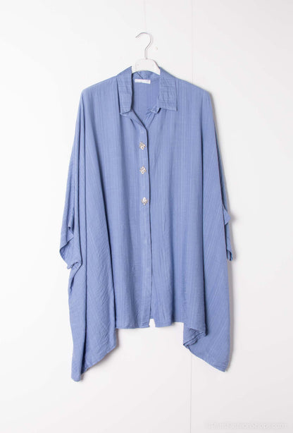 Plus Size Oversized tunic/ shirt with 3 rhinestones