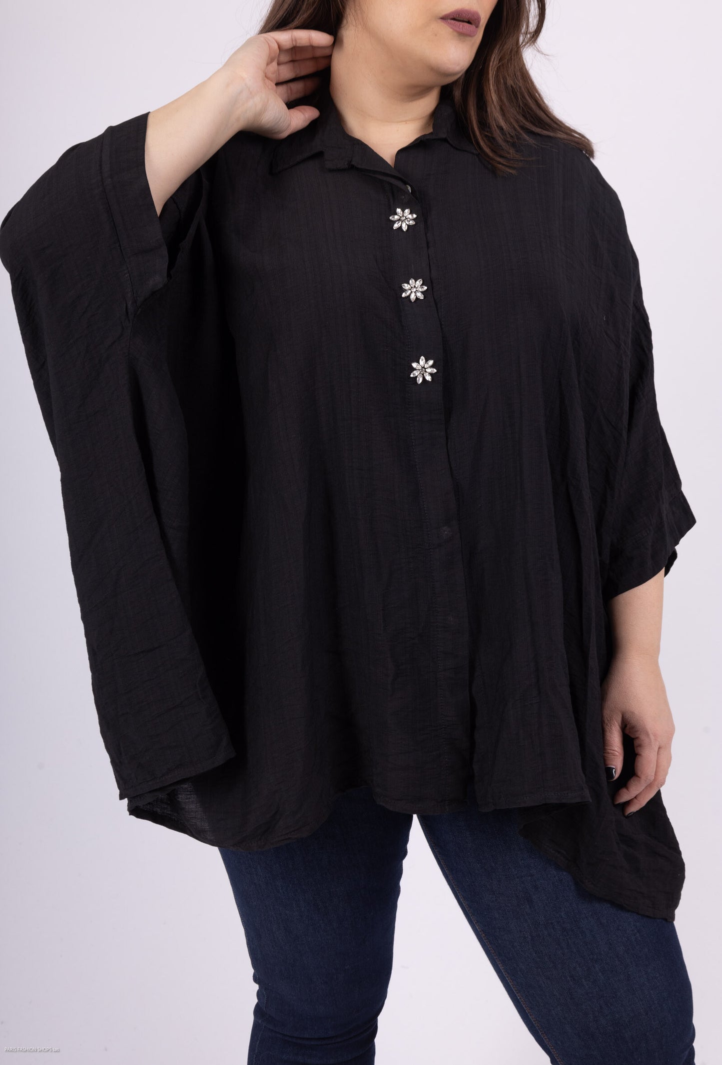 Plus Size Oversized tunic/ shirt with 3 rhinestones