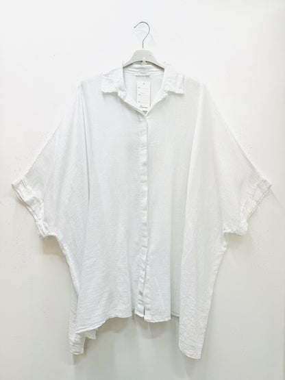 Plus Size Oversized tunic/shirt in mixed cotton/linen